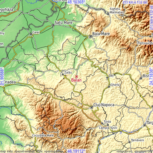 Topographic map of Bălan