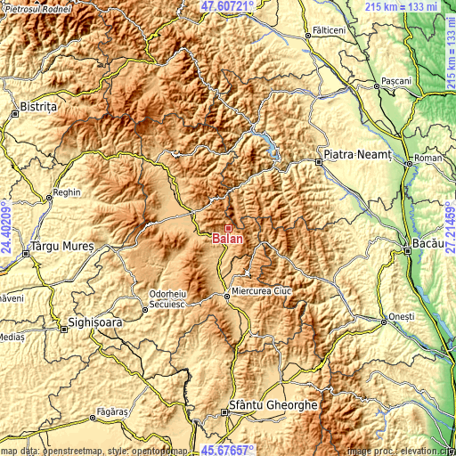 Topographic map of Bălan