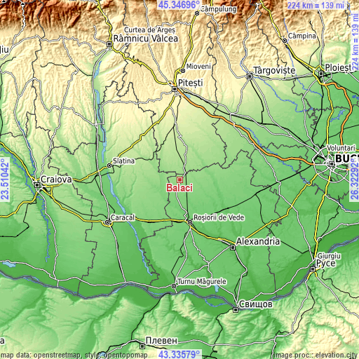 Topographic map of Balaci