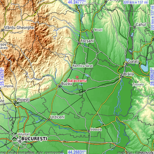 Topographic map of Bălăceanu