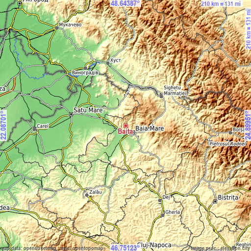 Topographic map of Băița