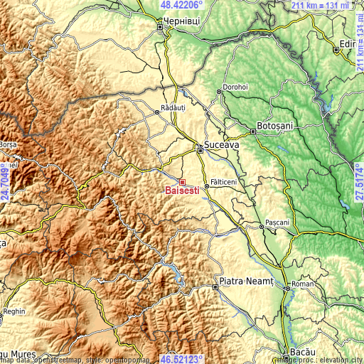 Topographic map of Băișești