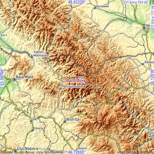 Topographic map of Băile Borșa