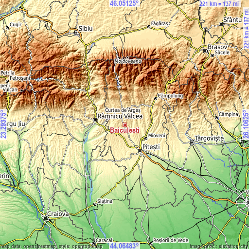 Topographic map of Băiculeşti