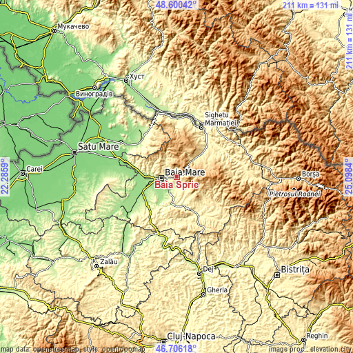 Topographic map of Baia Sprie