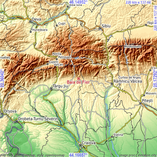 Topographic map of Baia de Fier