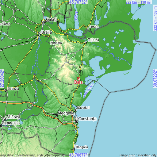 Topographic map of Baia