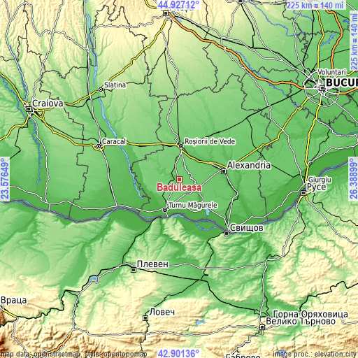 Topographic map of Băduleasa