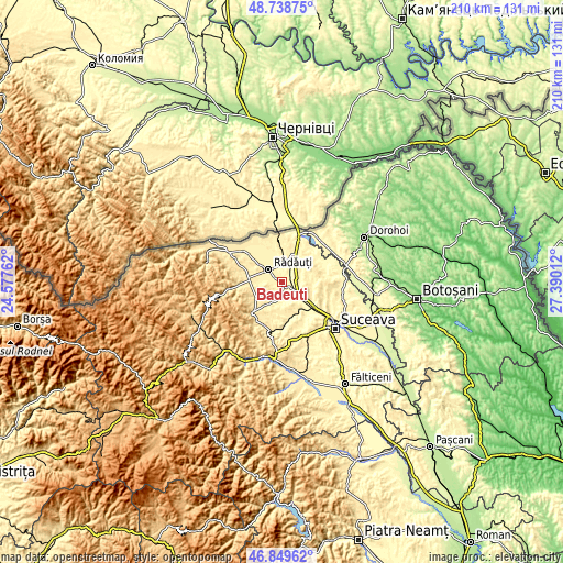 Topographic map of Bădeuți