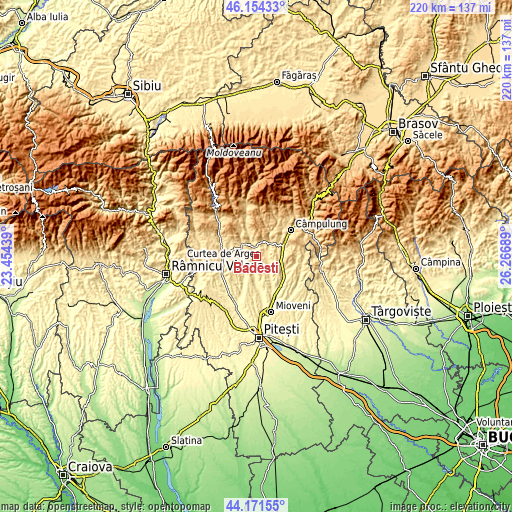 Topographic map of Bădești