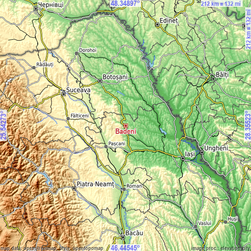 Topographic map of Bădeni