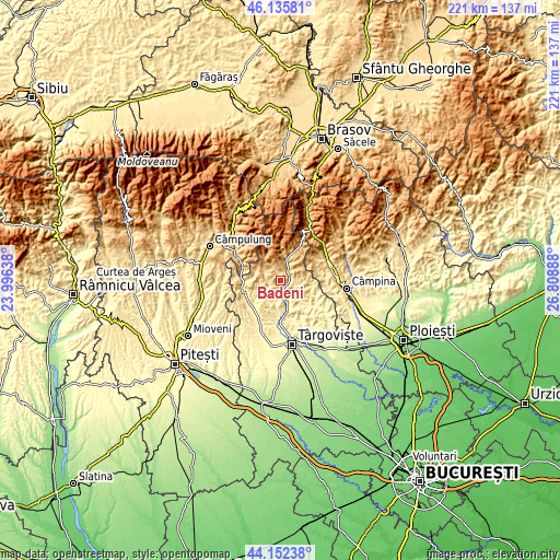 Topographic map of Bădeni