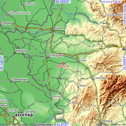 Topographic map of Bacova