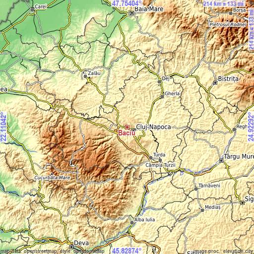 Topographic map of Baciu
