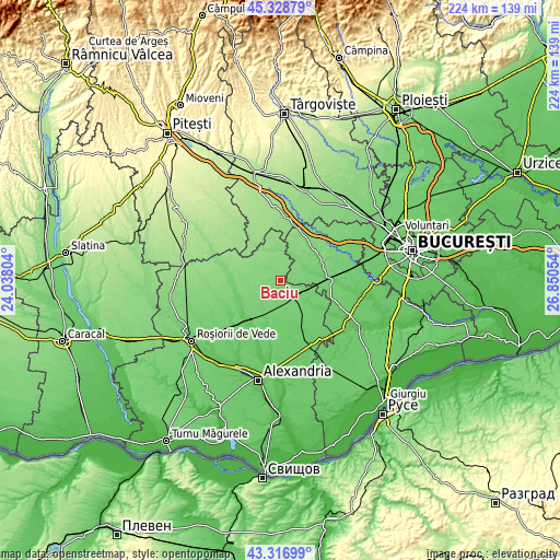 Topographic map of Baciu