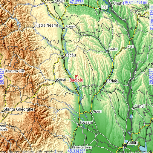 Topographic map of Băcioiu