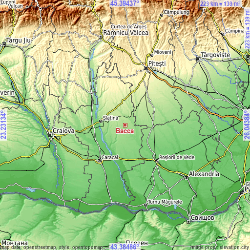 Topographic map of Bacea