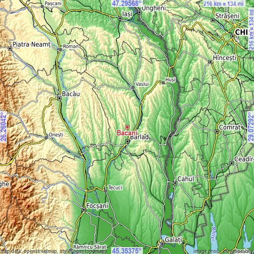 Topographic map of Băcani