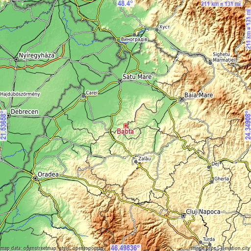 Topographic map of Babța