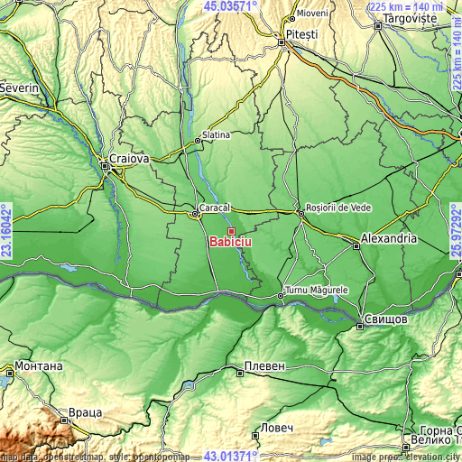 Topographic map of Băbiciu
