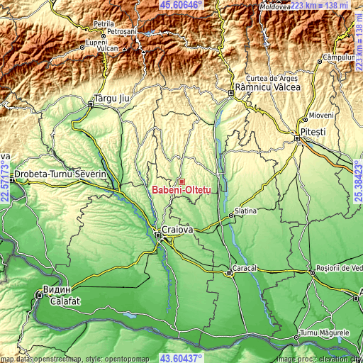 Topographic map of Băbeni-Oltețu