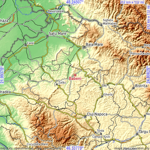 Topographic map of Băbeni