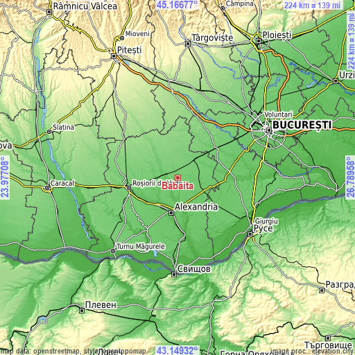 Topographic map of Băbăiţa