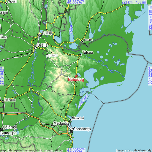 Topographic map of Babadag