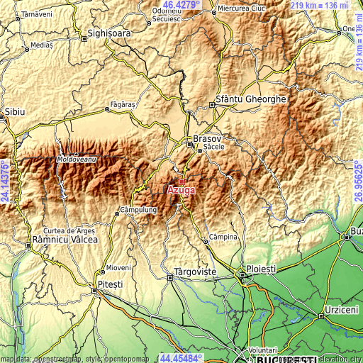 Topographic map of Azuga