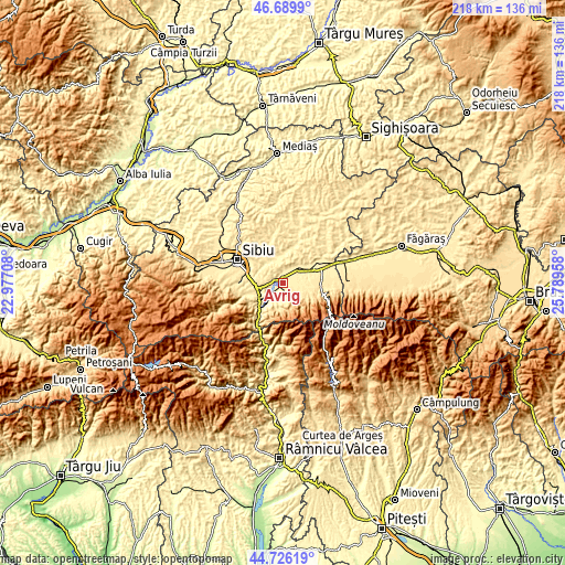 Topographic map of Avrig