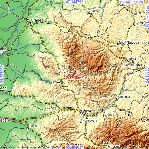 Topographic map of Avram Iancu