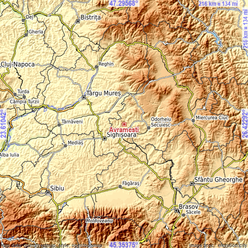 Topographic map of Avrămeşti