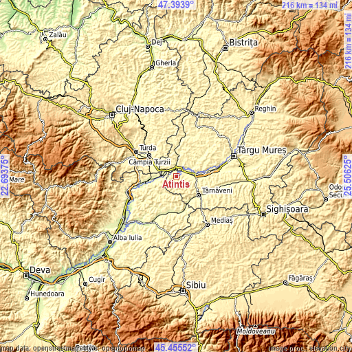 Topographic map of Aţintiş