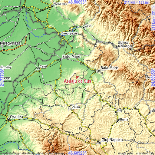 Topographic map of Asuaju de Sus