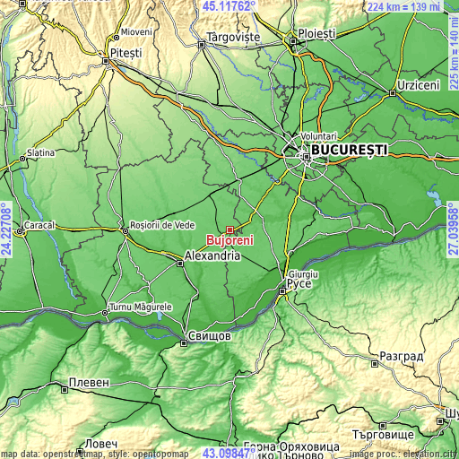 Topographic map of Bujoreni