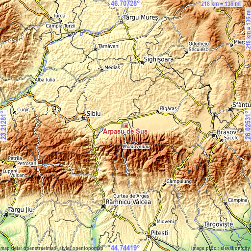 Topographic map of Arpașu de Sus