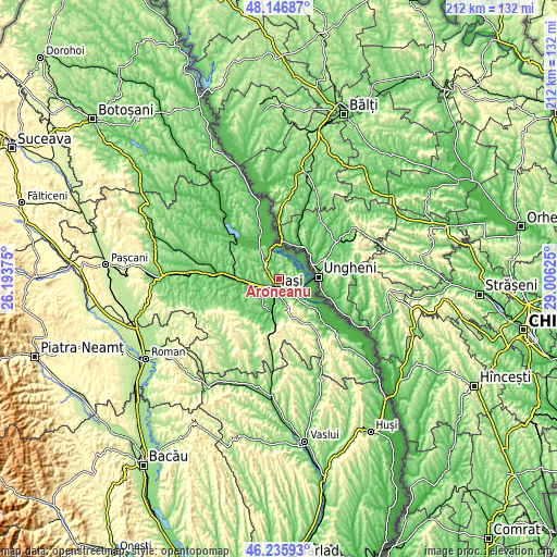 Topographic map of Aroneanu