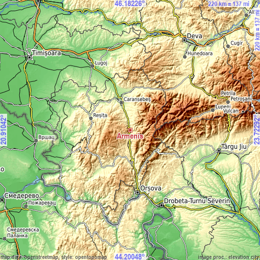 Topographic map of Armeniş