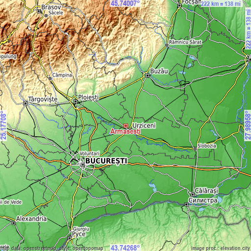 Topographic map of Armăşeşti