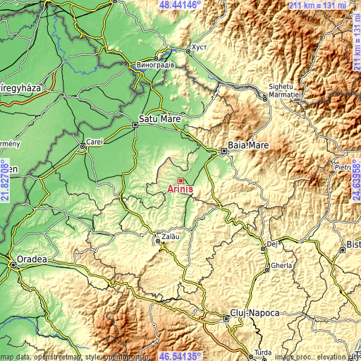 Topographic map of Ariniş