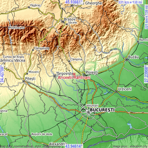 Topographic map of Ariceştii-Rahtivani