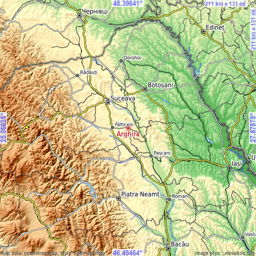 Topographic map of Arghira