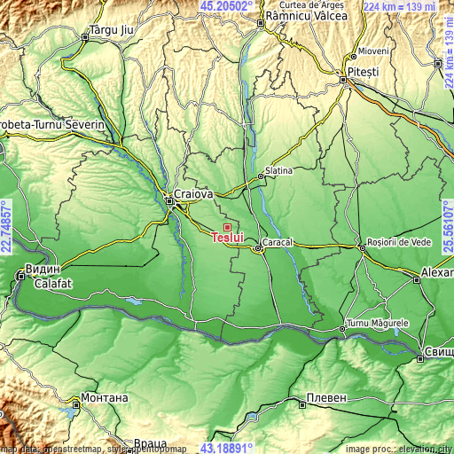 Topographic map of Teslui