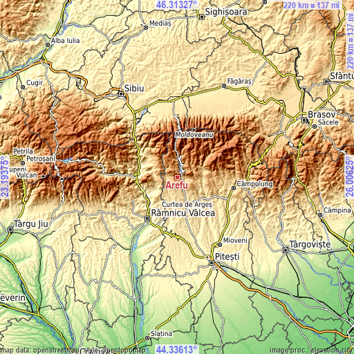 Topographic map of Arefu