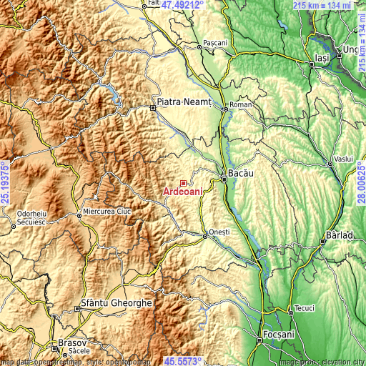 Topographic map of Ardeoani