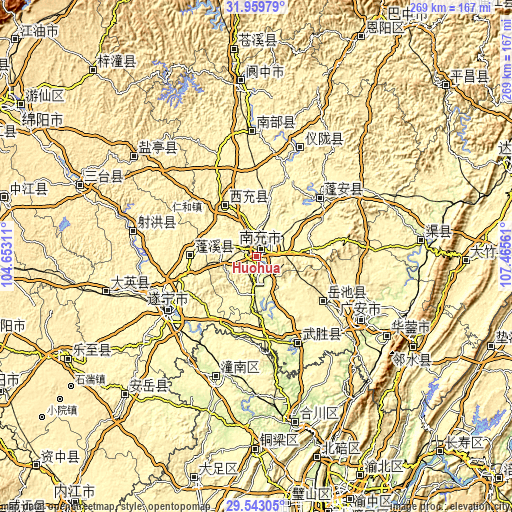 Topographic map of Huohua