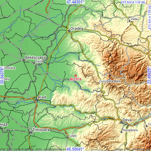 Topographic map of Archiş