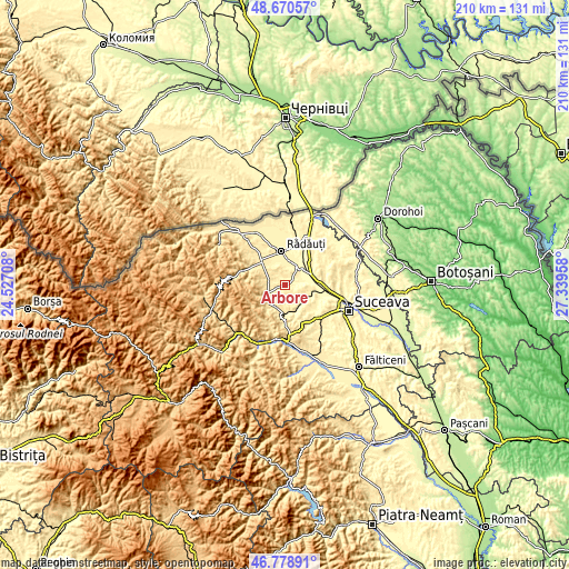 Topographic map of Arbore