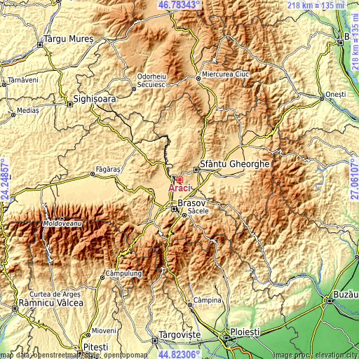 Topographic map of Araci