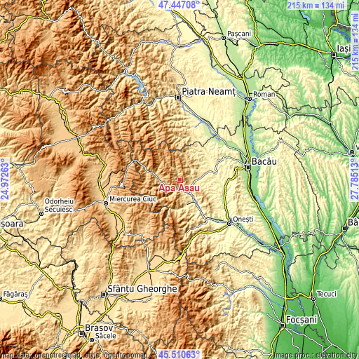 Topographic map of Apa Asău